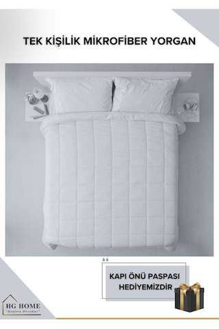 HİG HOME Tek Kişilik Pamuklu Microfiber Yorgan Beyaz