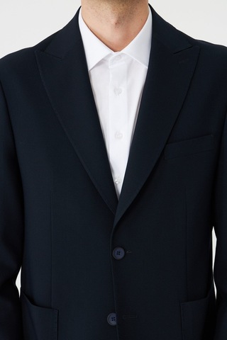 Lacivert Modern Slim Fit Düz Kumaş Klasik Kesim Takım Elbise Laci