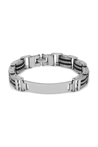 Kişiye Özel İsim Yazılı Silver Renk Çelik Erkek Bileklik Model-2