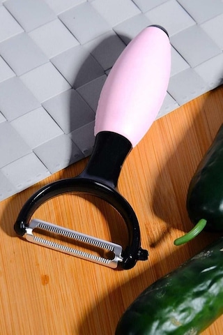 Safestore Pratik Renkli Silikon Saplı Çift Başlıklı Tombul Soyacak Çelik Meyve Sebze Soyacağı Genel