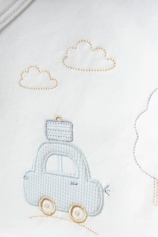 Bebitof %100 Pamuk Bulutlu Araba Desenli 5 Parça Yenidoğan Hastane Çıkışı Zıbın Seti Bbtf.mv.20109 Mavi