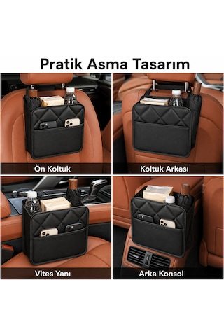 Microcase Universal Araba Koltuğu Arka Organizeri Asılabilir Çöp Kovası Al5653