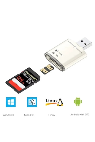 Alfais 6082 Usb 3.0 2 Port Hafıza Kartı Okuyucu Sd Sdxc Nm Çoklu Kart Dönüştürücü