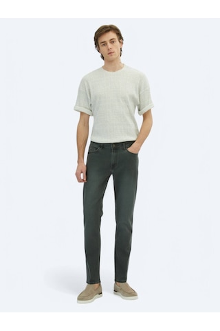 Koyu Yeşil Slim Fit Denim Pamuk Karışımlı Pantolon Koyu Yeşil