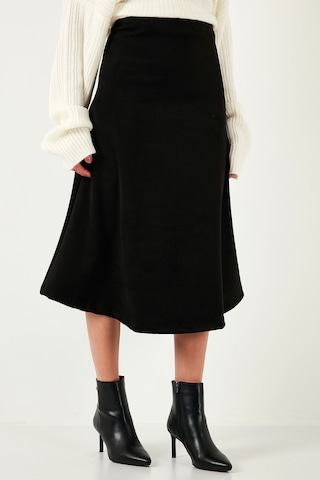 Lela Streç Regular Fit Yüksek Bel Midi Boy Süet Çan Bayan Etek 5866180 Siyah