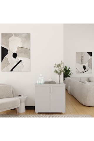 Kilitli Kapaklı Dosya Dolabı 80 Cm Gri