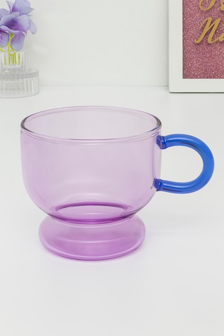 Glass In Love Renkli Kulplu Cam Bardak - Pembe