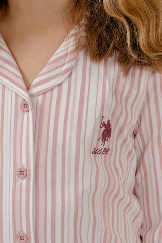 U.S. Polo Assn. Kız Çocuk Gömlek Pijama Takımı Nakışlı Krem Uzun Kol Pijama Takımı Us2728-c-v1 Us2728-c-v1