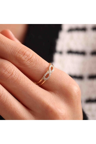 Altın Sonsuzluk Yüzük Yeni T12888 Renkli