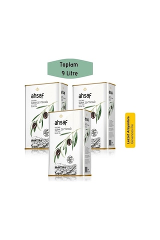 Ahsaf Soğuk Sıkım Natürel Sızma Zeytinyağı 3 x 3 L