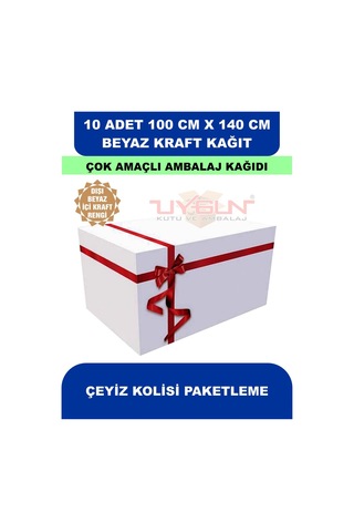 10 Adet 100cm X 140cm 120 Gr. Çift Yönlü Beyaz Kraft Ambalaj Kağıdı, Hediye, Çeyiz Paketleme, Çocuk Etkinlik Kağıdı