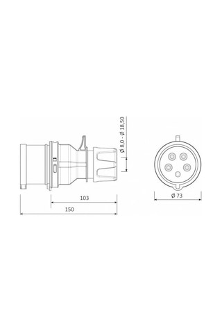 Bemis 5X32A Düz Seyyar Erkek Fiş IP 44 380 Volt BC1-3505-2011
