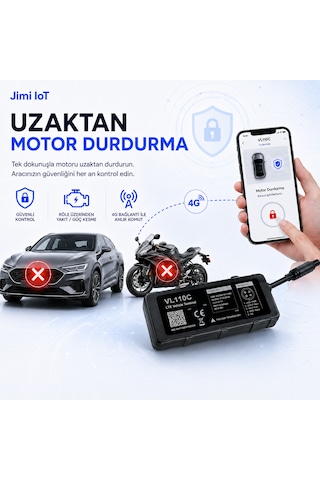 Jimiiot Jimi Iot Vl110c 4g Gps Araç Takip Cihazı Uzaktan Motor Durdurma 9-90v Ip65