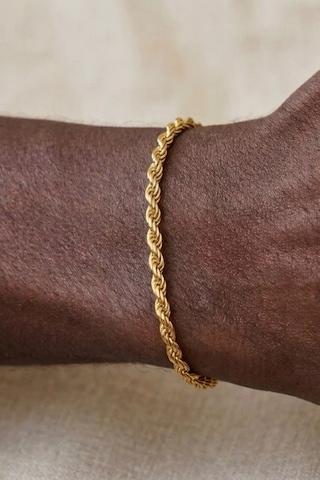 Halat Örgü Zincir Model Gold Çelik Bileklik Unisex Bileklik Kuzey Serisi