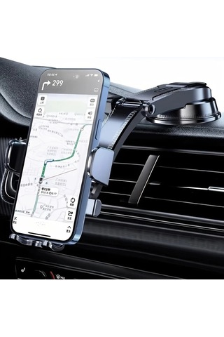 Primepickings Black Araç Çekici Telefon Tutucu 360 Derece Dönebilir Emniyetli Su Geçirmez Abs