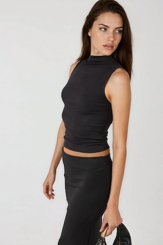 Hiccup Busem Slim Fit Bisiklet Yaka Örme Bluz Siyah