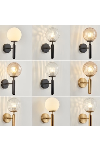 Yuvarlak Cam Led Duvar Işığı For 5w Warm Light Beyaz Siyah