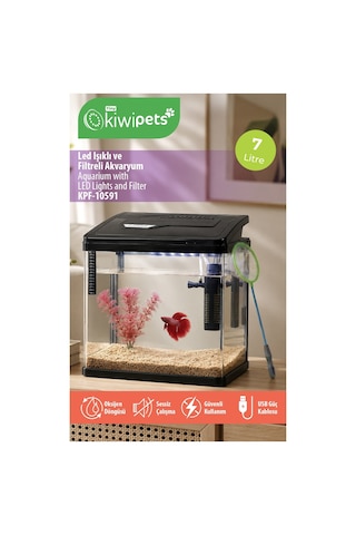 Tiny Kiwipets Kpf-10591 Led Işıklı Akvaryum Filtreli Usb Aydınlatma Kompakt Tasarım