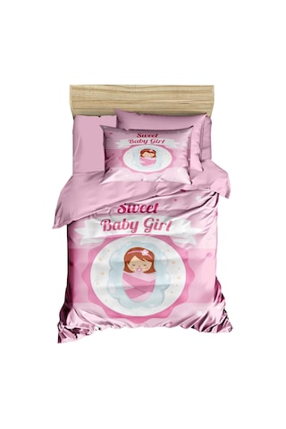 Yenidoğan Kız Bebek Nevresim Takımı %100 Pamuklu Sweet Baby Girl Çok Renkli