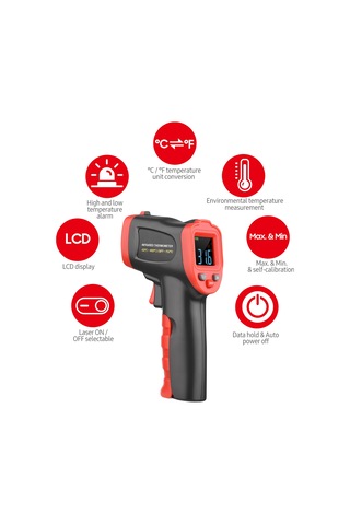 Moveevo -50 400 /-58 752 Renkli Ekranlı Kızılötesi Termometre Ir Lazer Termometre Elde Taşınabilir Temassız Dijital Sıcaklık