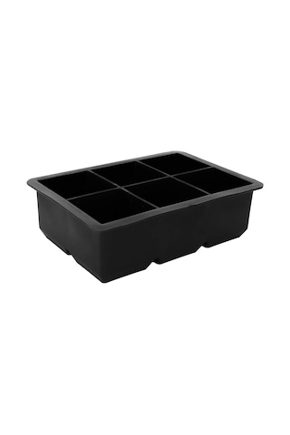 İndecor Houseware 6'lı Kare Buz Kalıbı - 6 Bölmeli Buzluk 5cm Dev Buz Küpleri - Sunum Buz Küpü Siyah