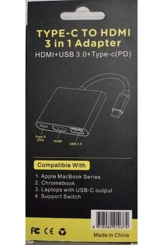 Type-c Hdmı 3 İn 1 Adapter Hdmı Usb 3.0 Çevirici Dönüştürücü Adap