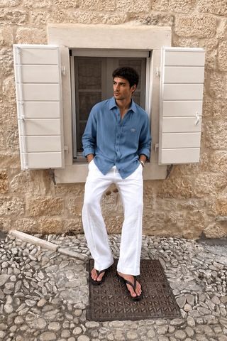 Respire Erkek Müslin Oversize Gömlek 2'li Set Haki-prada