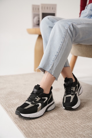 Sameto Günlük Ortopedik Kadın Sneaker Spor Ayakkabı Siyah-beyaz