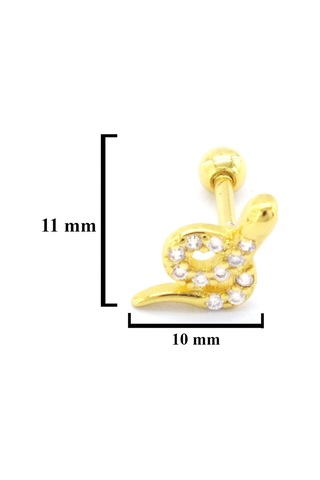 Ferizz Altın Kaplama Zirkon Taşlı Yılan Piercing Prc-154