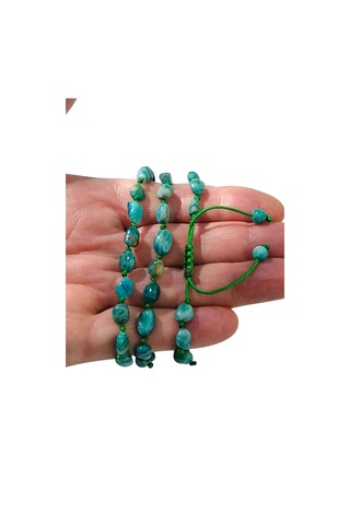 Canlı Renk Doğal Amazonit Bileklik Makrome Ayarlı 433-4 Yeşil