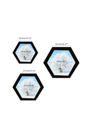 Hfambition Ahşap Altıgen Duvar Fotoğraf Çerçevesi Seti - 2'li, Ev Ve Ofis Dekoru İçin Şık Tasarım