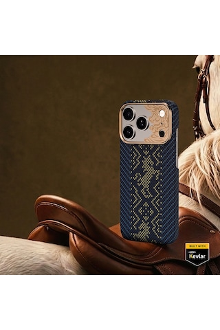 Apple iPhone Uyumlu 18 Pro Kılıf M-safeli Yüksek Kamera Çerçeveli Benks Armorair Knight C1 Kevlar Kapak Lacivert