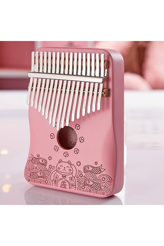 Midex KLX - 350 Pembe Kalimba Gerçek Ağaç 17 Tuşlu Full Set