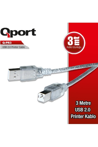 Q-pr3 Usb 2.0 3m Prınter Kablosu