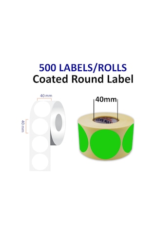 Kuşe Renkli Zemin Baskılı 40mm Çap Etiket 500 Adet