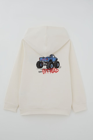 Breeze Erkek Çocuk Sweatshirt Macera Temalı Arazi Aracı Sırt Baskı Detaylı 4-8 Yaş , Krem