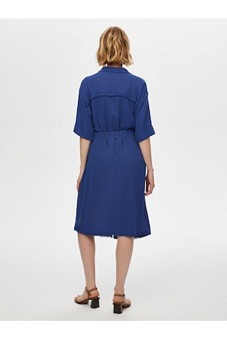 Püskül Şerit Detaylı Kendinden Dokulu Elbise S25elb037 Us25elb03727 Indigo