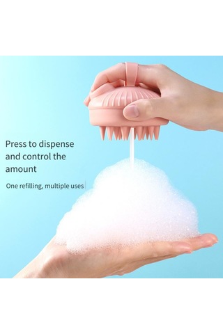 Hangfox Silikon Saç Derisi Masaj Ve Temizleme Fırçası - Şampuan Dolabilen Basma İle Sıvı Veren Saç Bakımı Aleti