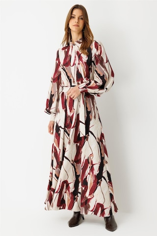 Özel Baskılı Elbise Bordo Bordo