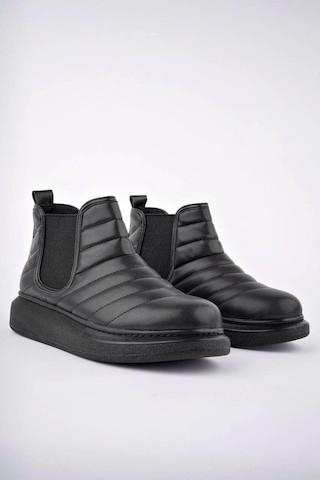 Slw205 Boston Bağcıksız Cilt Erkek Spor Bot St Siyah Siyah