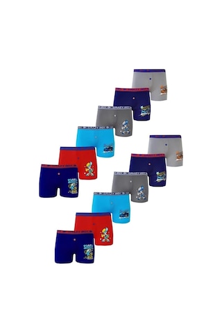 Tutku 0253 Erkek Çocuk Desenli Likralı Boxer Şort 12 Adet 001