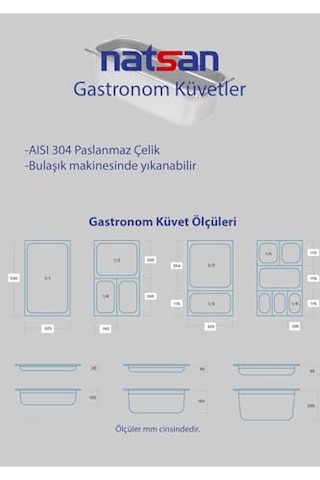 Paslanmaz Çelik Gastronom/gastronorm Küvet Gn 1/3-150 32,5 X 17,6 X 15 Cm