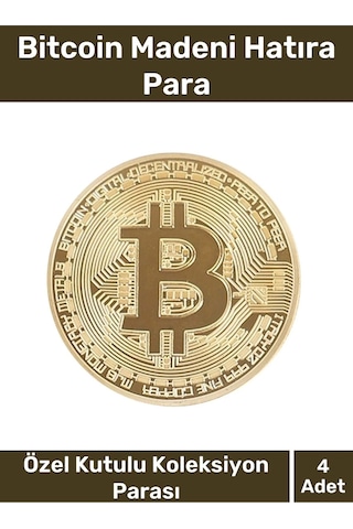Deluxe Series Kutulu Hediyelik Kripto Hatıra Koleksiyon Bitcoin Madeni Para Altın Rengi 4 Adet