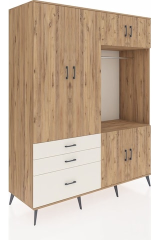 Kronos Gardrop 7 Raflı 3 Çekmeceli Tek Askılı 176x59x221 Çam-çam/aytaşı Çam/aytaşı