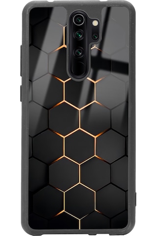 Xiaomi Redmi Note 8 Pro Yellow Carbon Tasarımlı Glossy Telefon Kılıfı Siyah