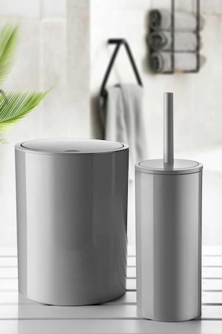 Primanova Flores 2'li Banyo Seti - Gri Renkli