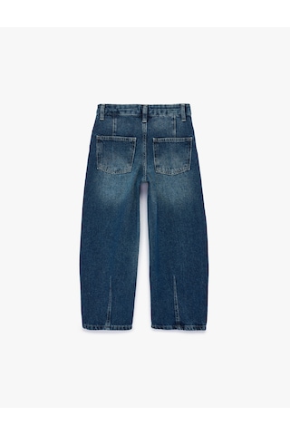 Koton Pamuklu Cepli Rahat Kesim Balon Form Denim Pantolon Dark Indıgo 7wkb40014td Koyu İndigo