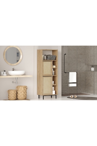 Lidya Banyo Dolabı Çok Amaçlı Dolap 2 Kapaklı Metal Ayak On10c-s Kahverengi