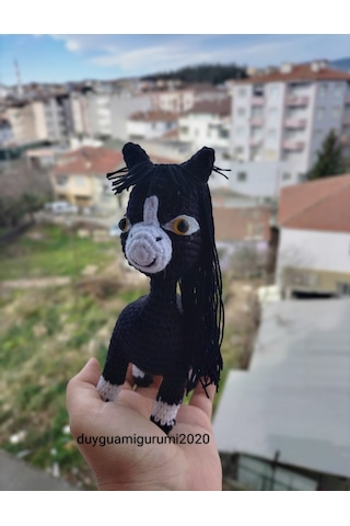 Amigurumi siyah at Karatay doru karakteri oyuncak 15 cm