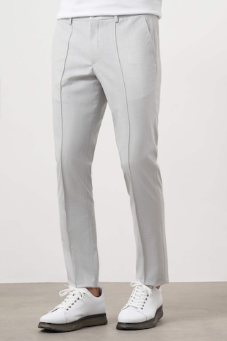 Morven Erkek Gri Poliviskon Trend Düz Slim Fit Nervürlü Lastikli Pantolon Gri